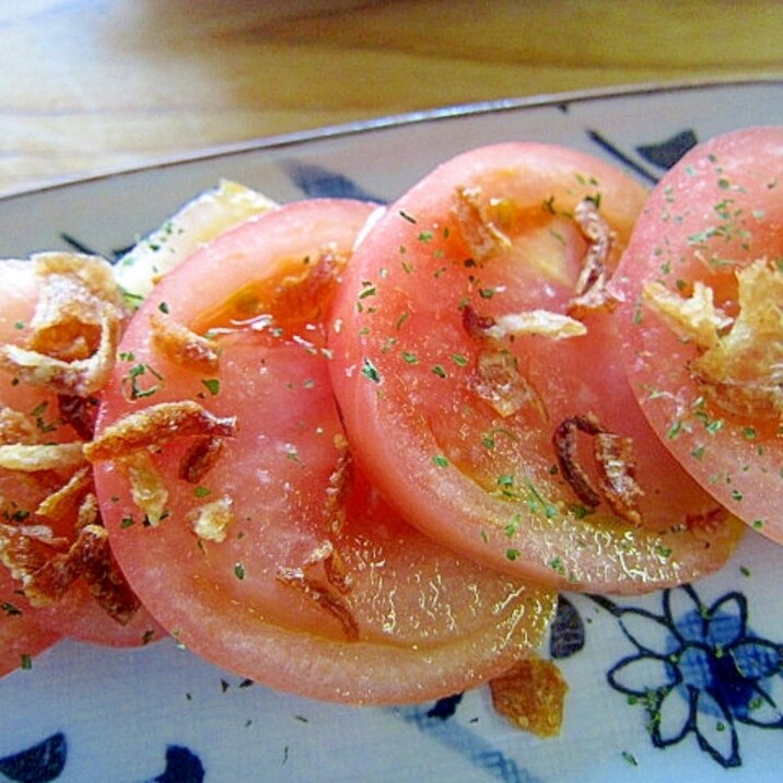 フライドオニオントマトパセリサラダ